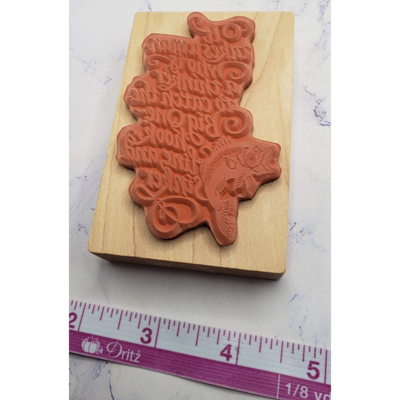 Fish Hook Line And Sinker PSX Wood Mounted Rubber Stamp G-1635 - Picture 6 of 7